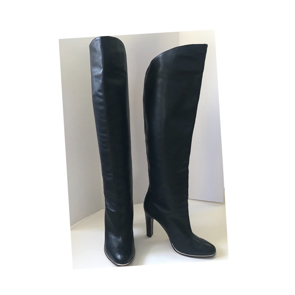 LUXURY REBEL BLACK LEATHER KNEE HIGH BOOTS  SZ 36